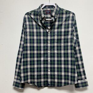 UNTUCKit Performance Shirt Men Med Polyester Wicking Navy Blue GreenPlaid Dole